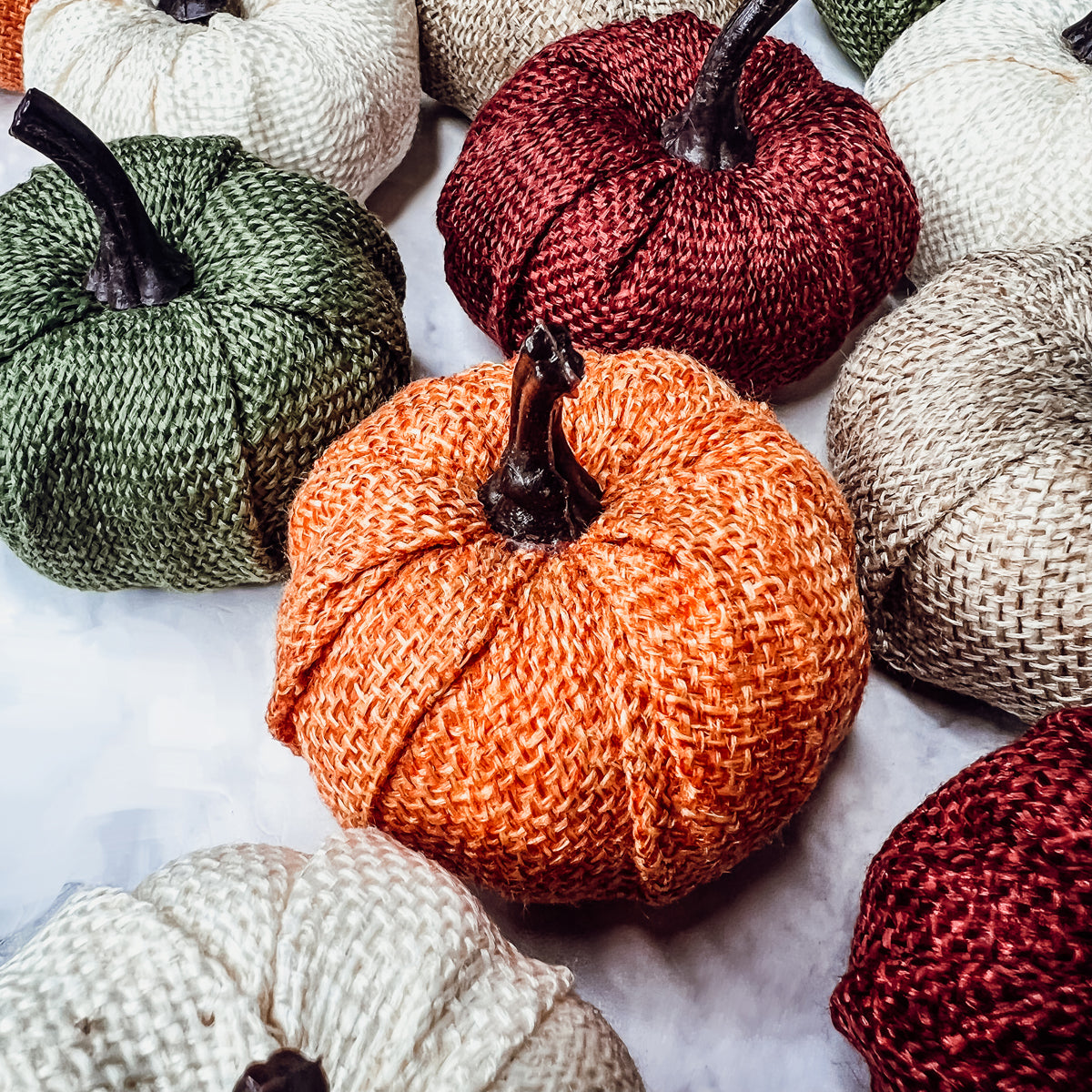 Jute Mini Pumpkins Rustic Fall Decor Set Handmade Jute Cotton Table Accents