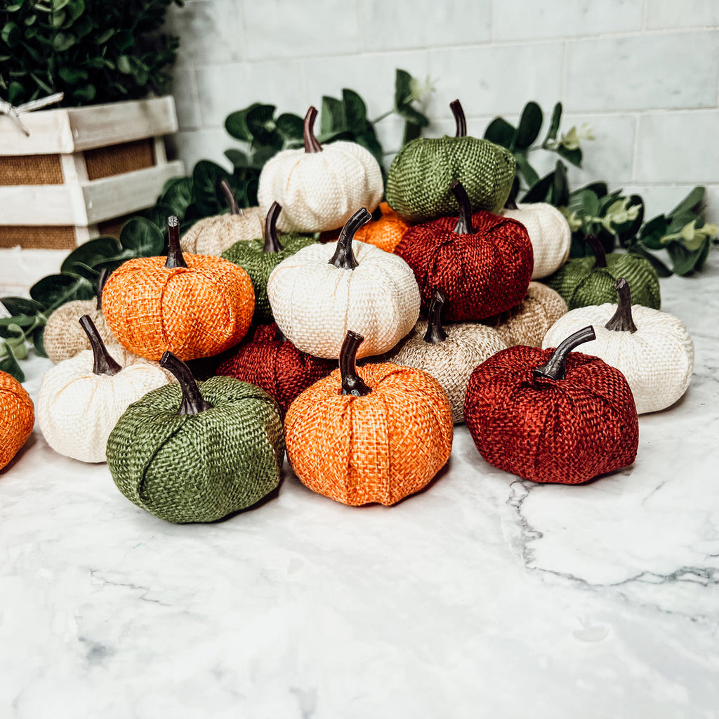 Jute Mini Pumpkins Rustic Fall Decor Set Handmade Jute Cotton Table Accents