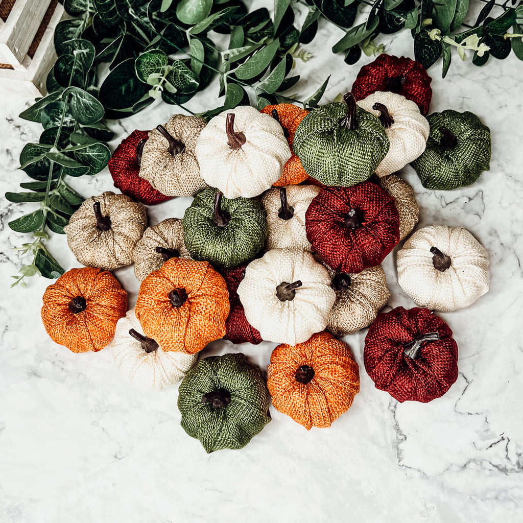 Jute Mini Pumpkins Rustic Fall Decor Set Handmade Jute Cotton Table Accents