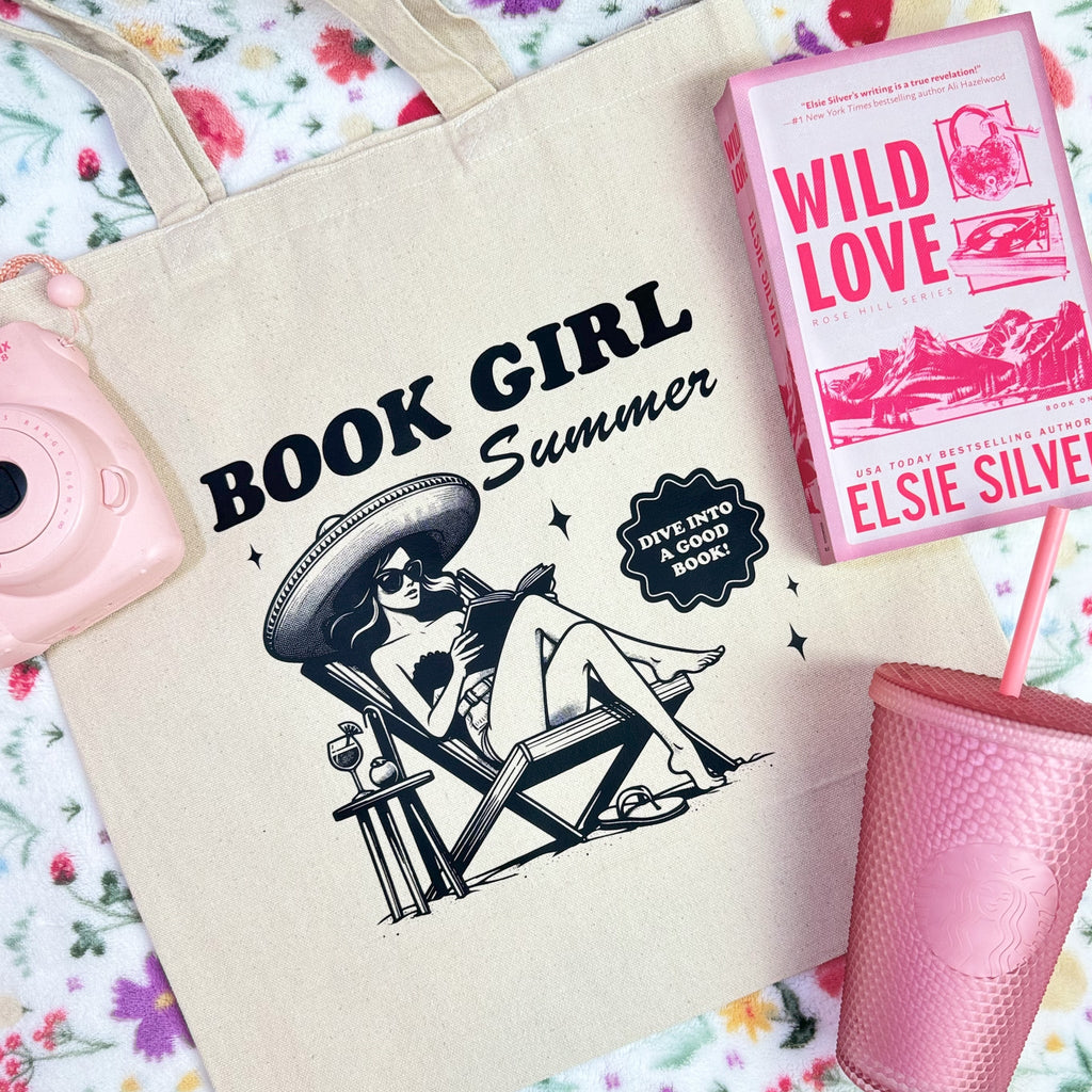 Book Girl Summer Canvas Tote Bag