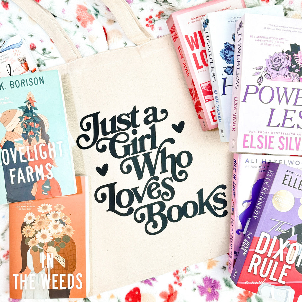 Just a Girl Who Loves Books Canvas Tote Bag | Aesthetic Bookish Bag for Readers and Bibliophiles