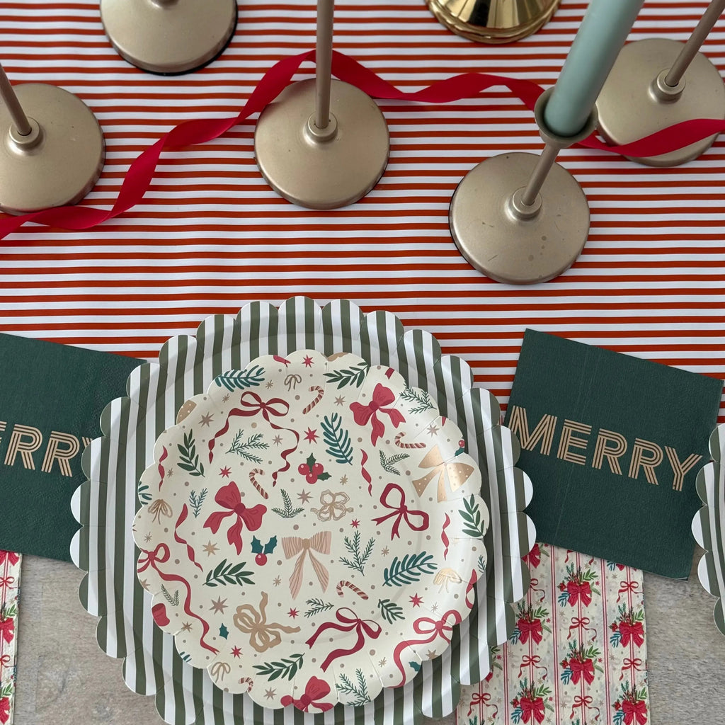 Ribbons & Cheer Bow Christmas Plates (12pcs)