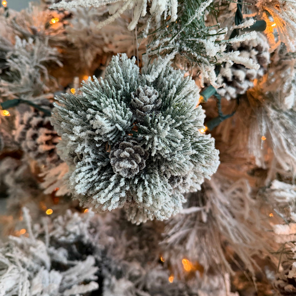 Snowy Pinecone Ball 5.5 Inch - Winter Home Decor