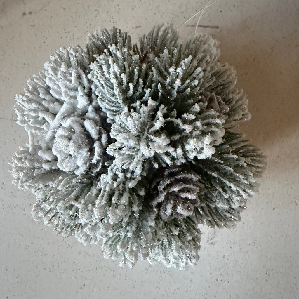 Snowy Pinecone Ball 5.5 Inch - Winter Home Decor