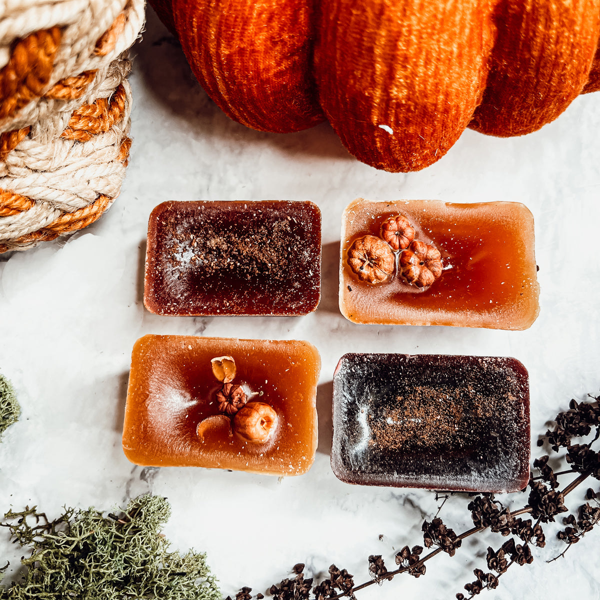 Fall Harvest Natural XL Wax Melts Pack Pumpkin Cranberry Clove Cozy Autumn Scented 4 Extra Large Cubes