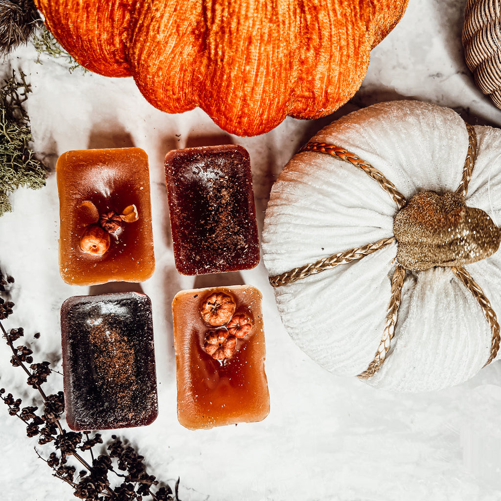 Fall Harvest Natural XL Wax Melts Pack Pumpkin Cranberry Clove Cozy Autumn Scented 4 Extra Large Cubes