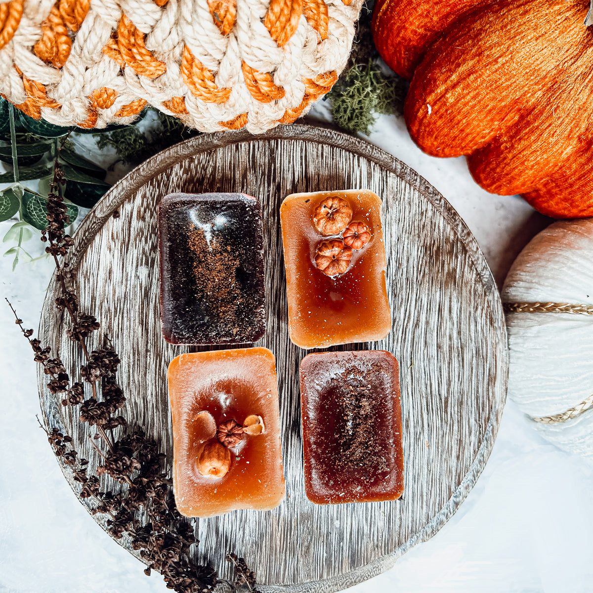Fall Harvest Natural XL Wax Melts Pack Pumpkin Cranberry Clove Cozy Autumn Scented 4 Extra Large Cubes