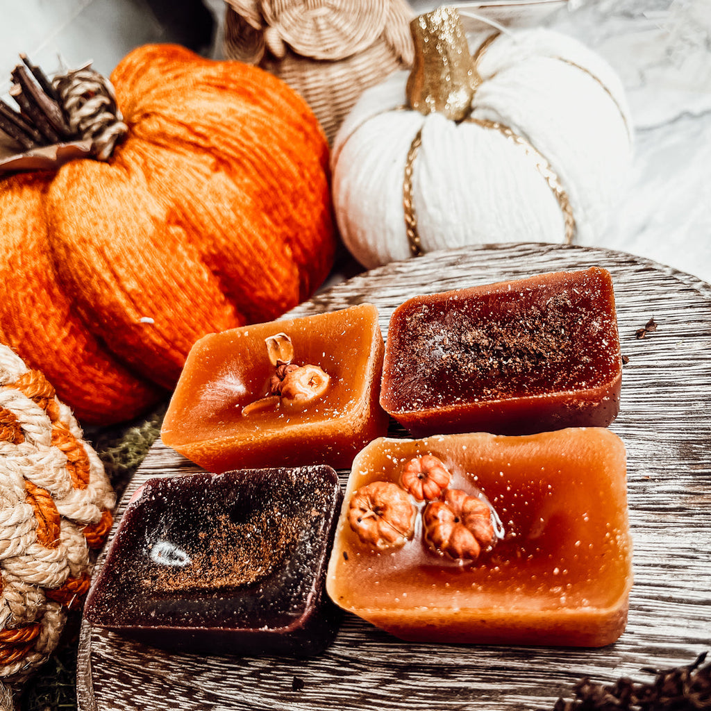 Fall Harvest Natural XL Wax Melts Pack Pumpkin Cranberry Clove Cozy Autumn Scented 4 Extra Large Cubes