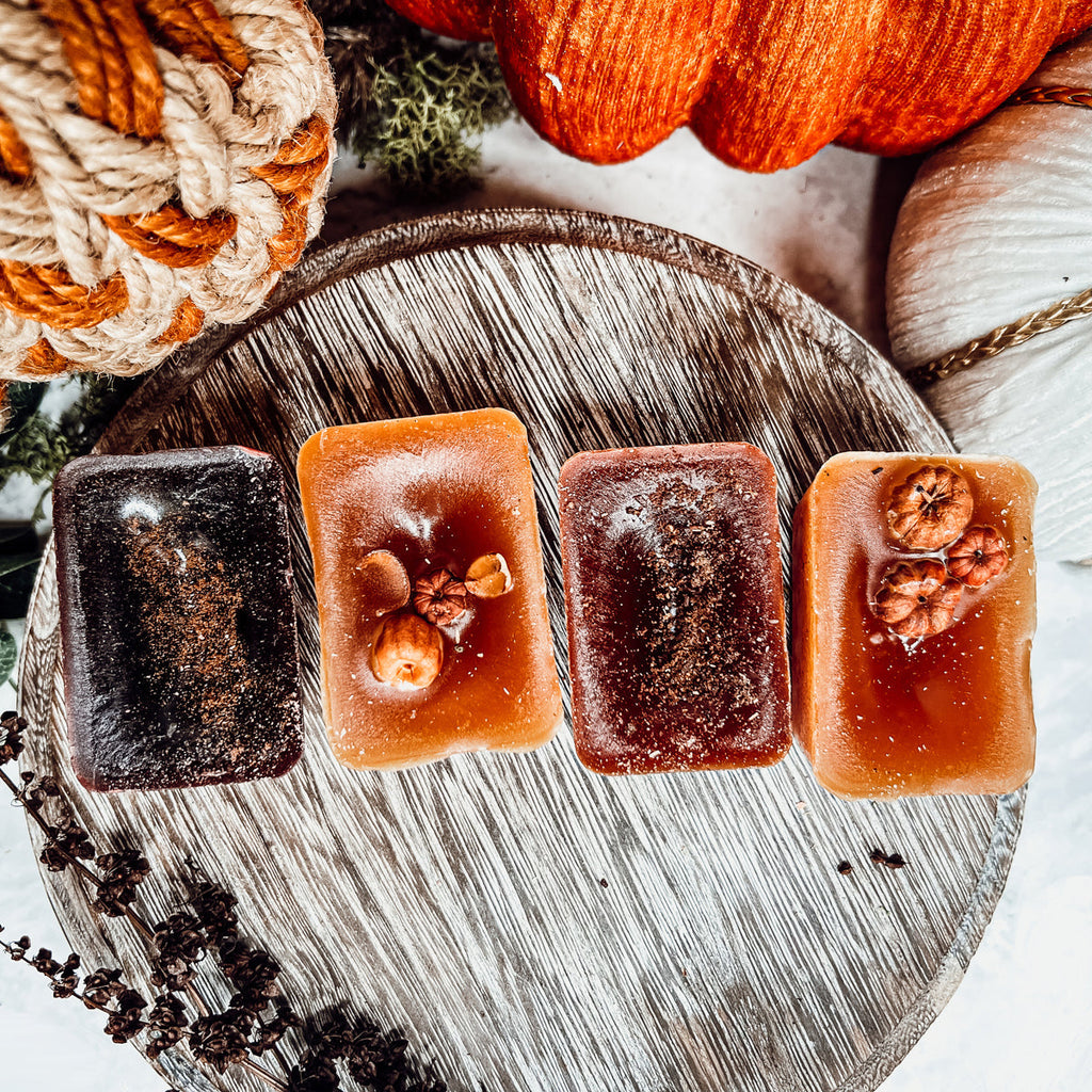 Fall Harvest Natural XL Wax Melts Pack Pumpkin Cranberry Clove Cozy Autumn Scented 4 Extra Large Cubes