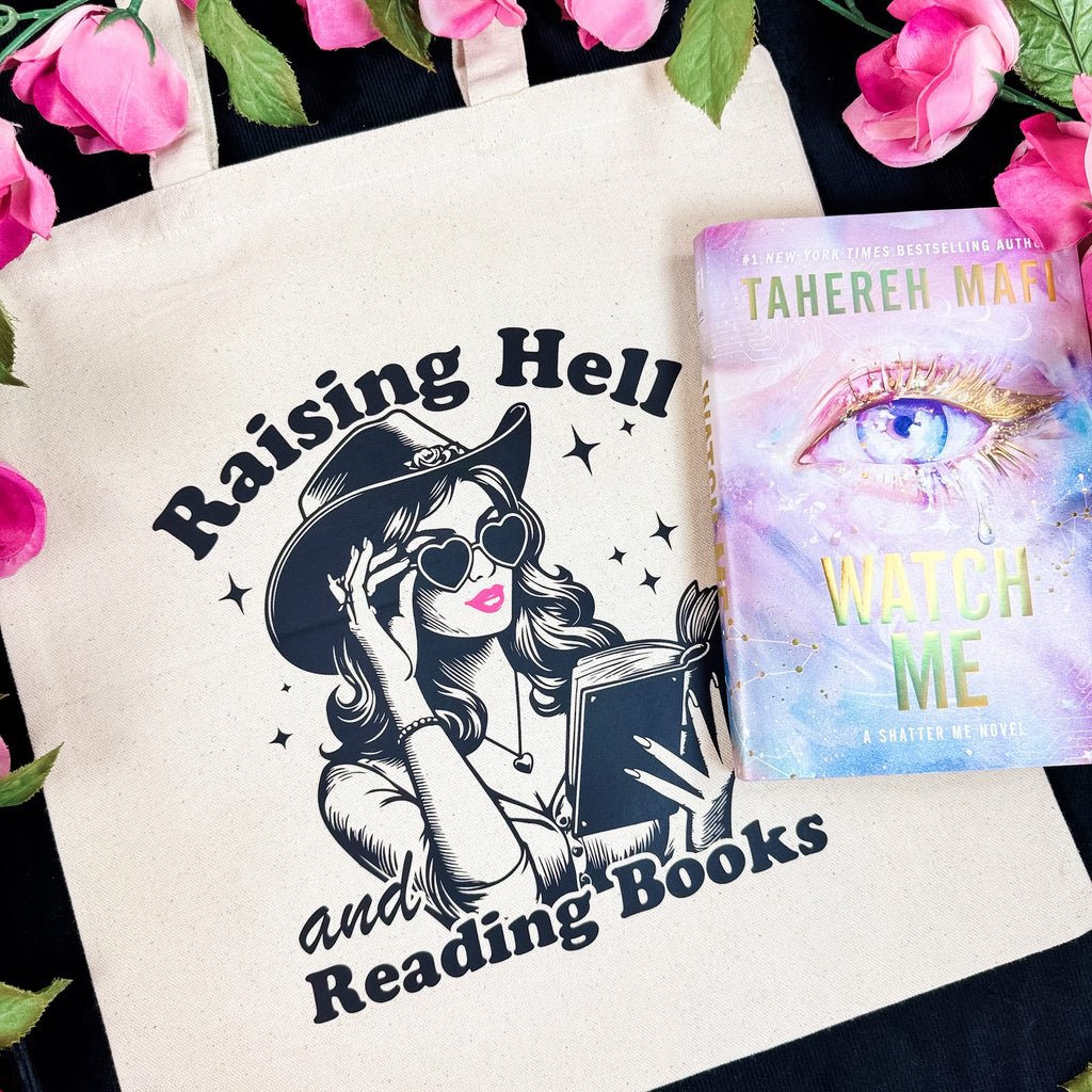 Raising Hell And Reading Books Canvas Tote Bag