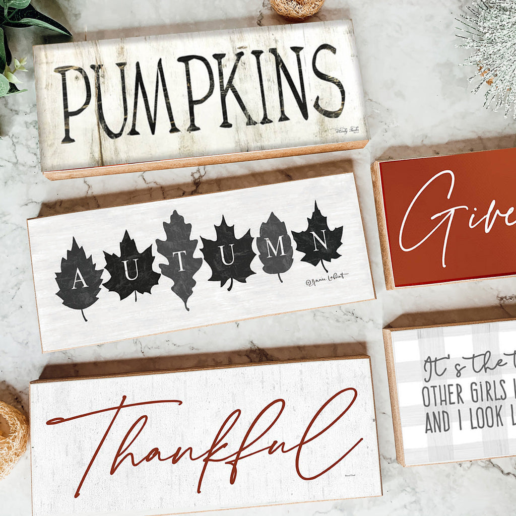 Pumpkins Wood Sign Rustic Fall Halloween Tabletop Shelf Mantel Decor 10x4x1