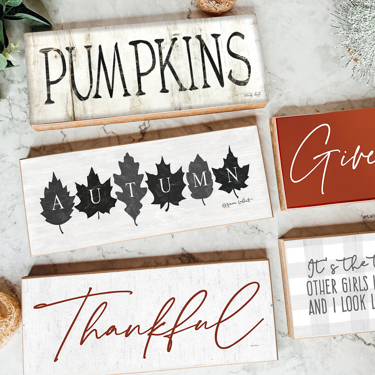 Pumpkins Wood Sign Rustic Fall Halloween Tabletop Shelf Mantel Decor 10x4x1