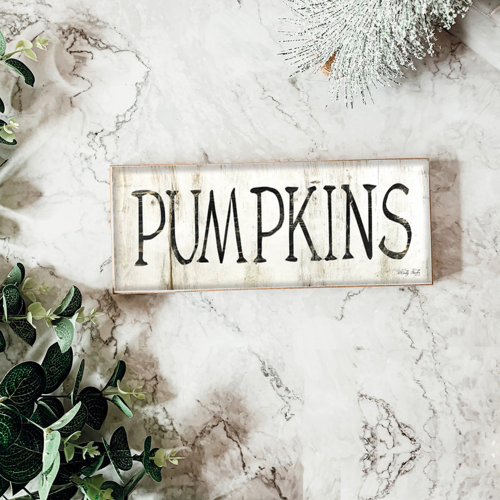 Pumpkins Wood Sign Rustic Fall Halloween Tabletop Shelf Mantel Decor 10x4x1