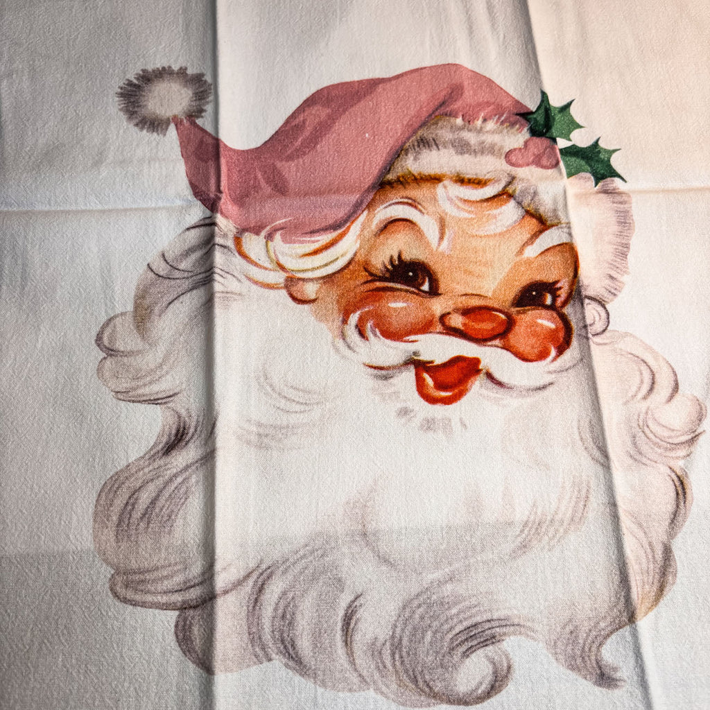 Pink Santa Vintage Kitchen Towel
