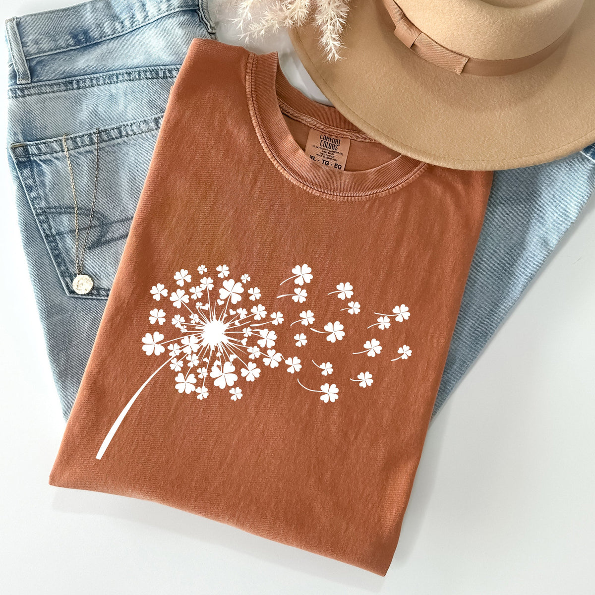Dandelion, St Patrick's Day, Shamrocks Vintage Limited Edition Comfort Colors Tee