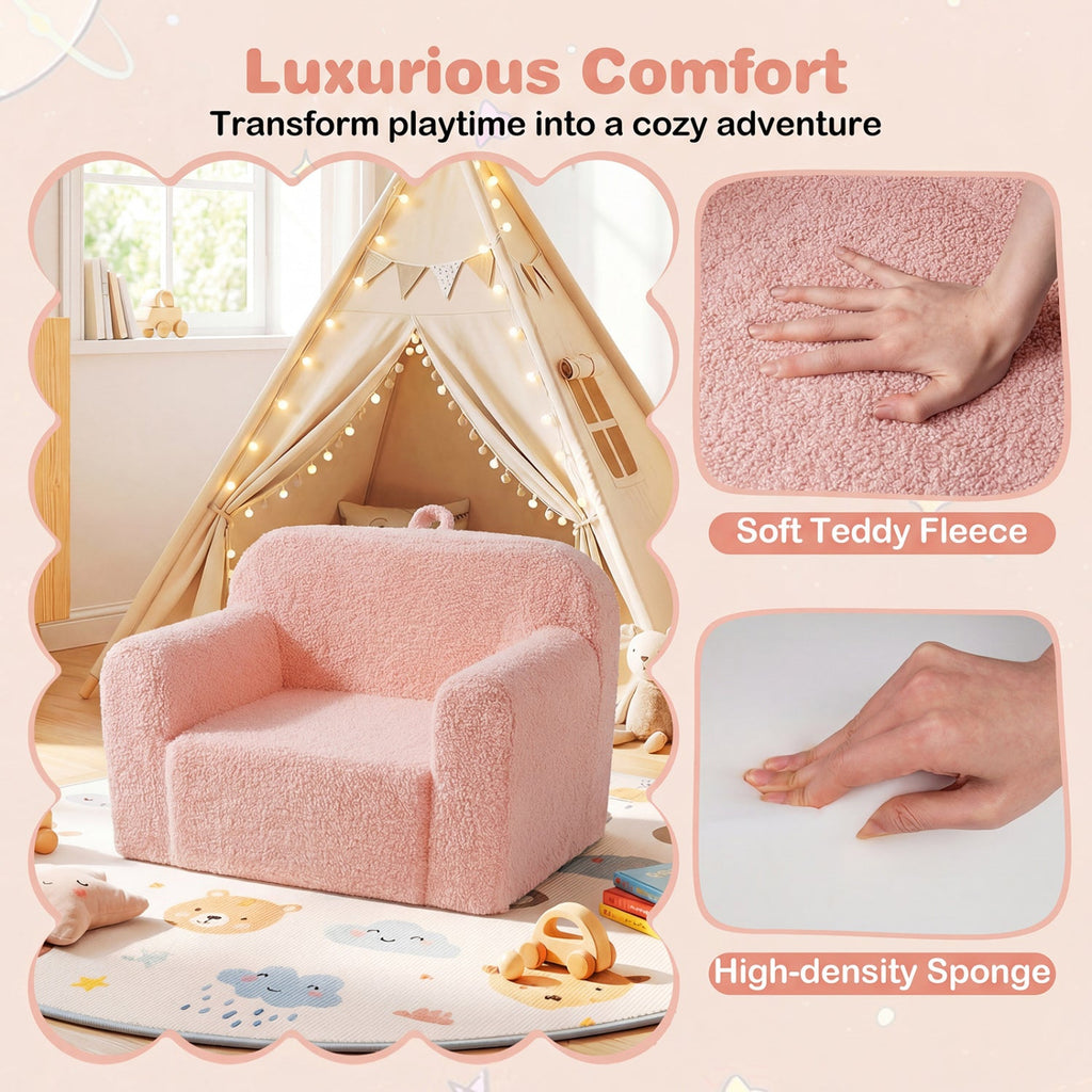 Kids Couch Portable Toddler Sofa with Anti-slip Base