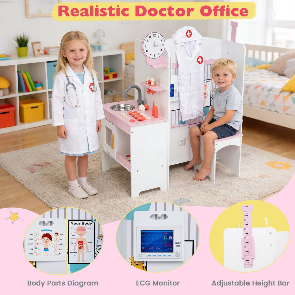 Kids Doctor Play Set with Adjustable Height Bar