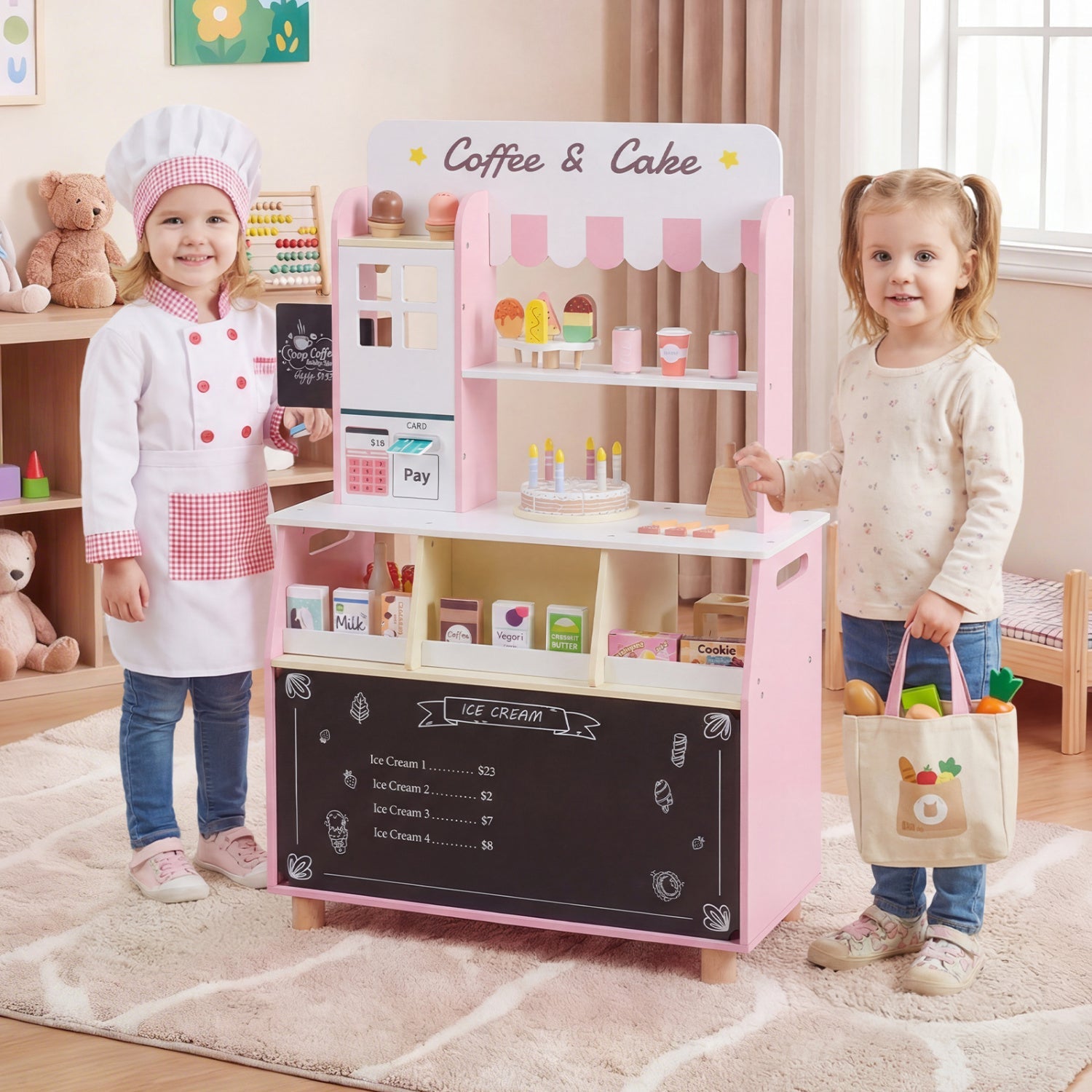Kids Ice Cream Shop Playset with 27 Accessories - Ages 3+