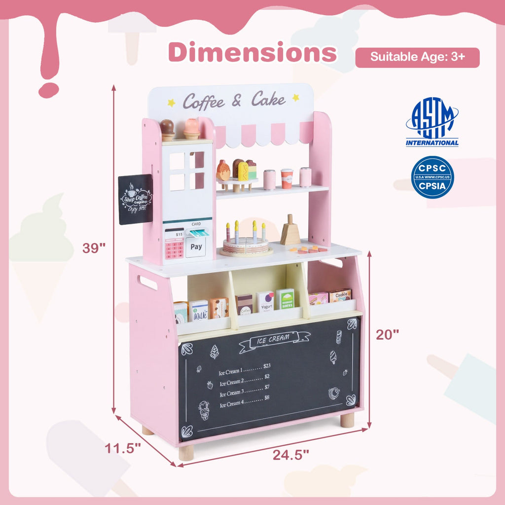 Kids Ice Cream Shop Playset with 27 Accessories - Ages 3+