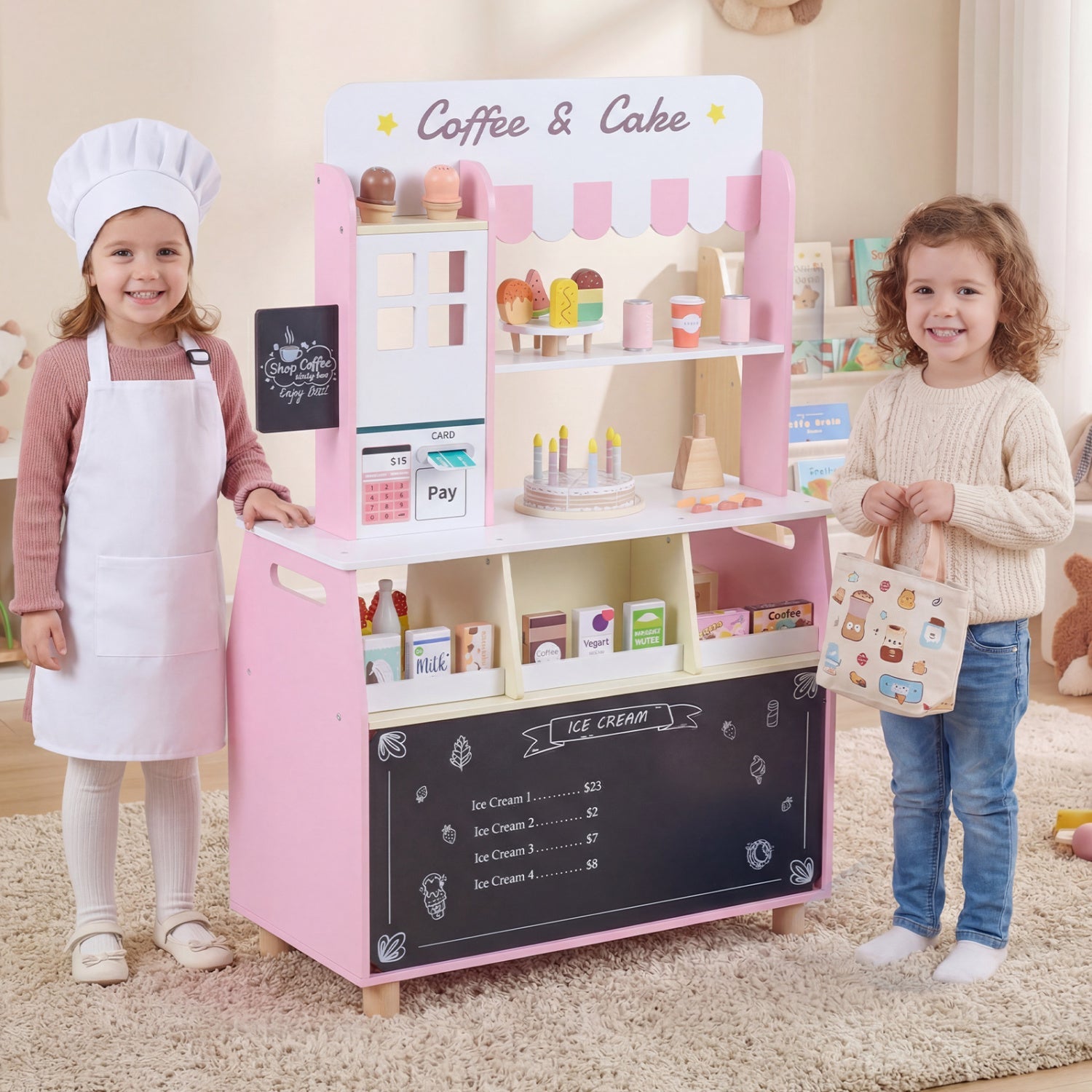 Kids Ice Cream Shop Playset with 27 Accessories - Ages 3+