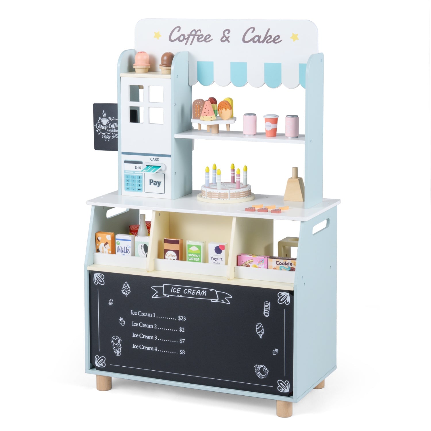 Kids Ice Cream Shop Playset with 27 Accessories - Ages 3+