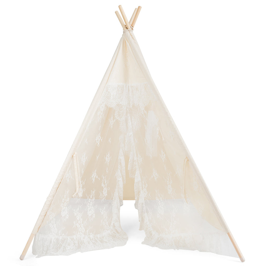 Kids Lace Teepee Tent Folding Children Playhouse with Bag