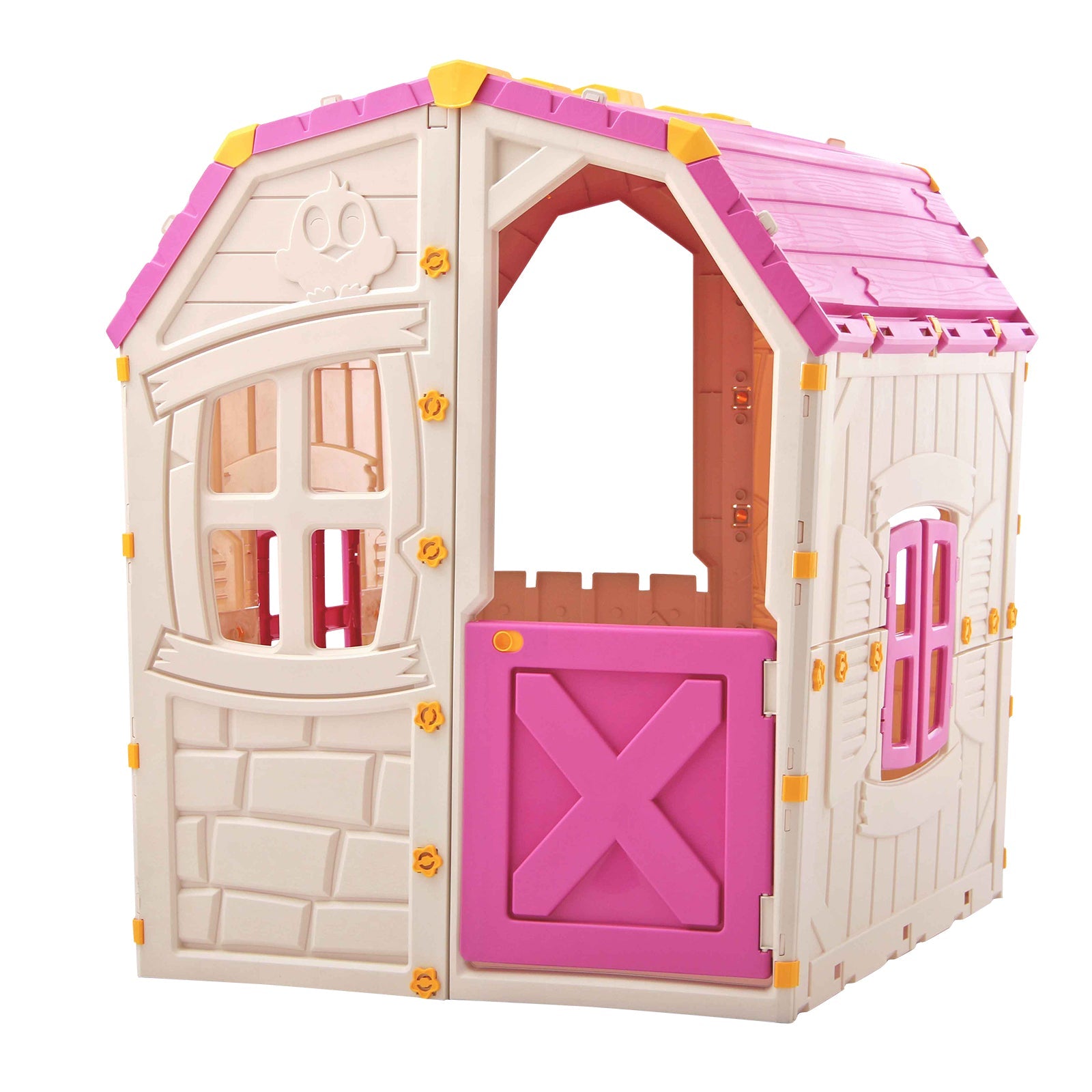 Kids Outdoor Playhouse with Openable Windows and Door for Indoor Room