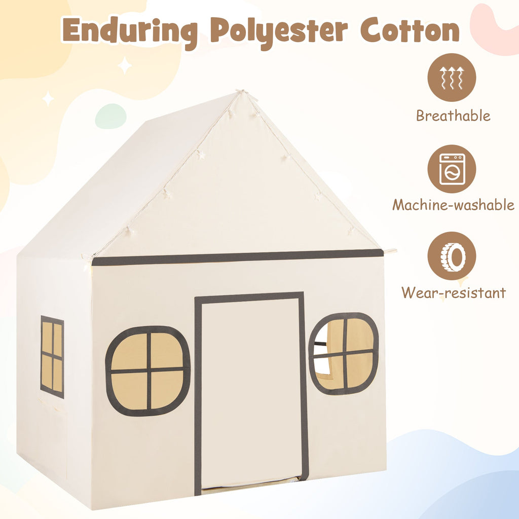 Kids Play Tent Large Playhouse with Door Curtain and Windows Star Lights