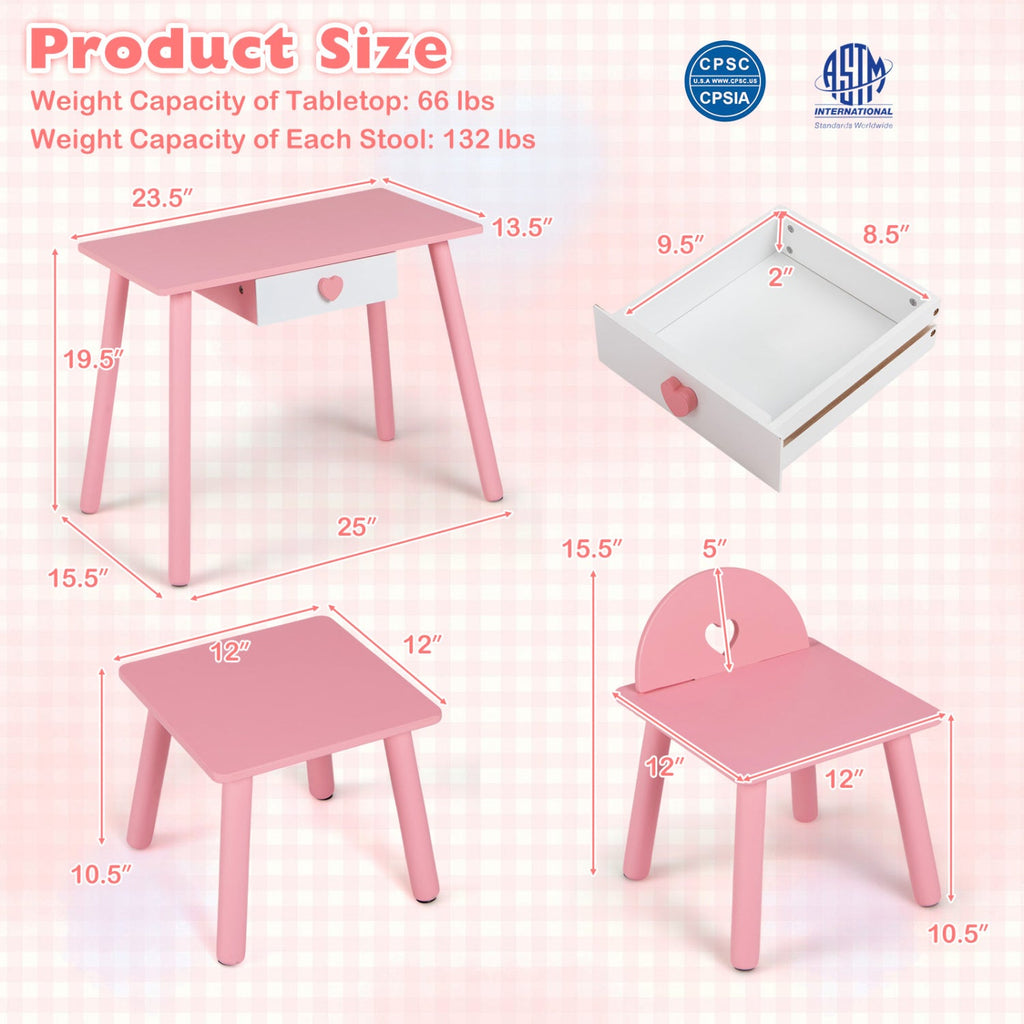 Kids Pretend Nail Salon Playset with Table and Stools