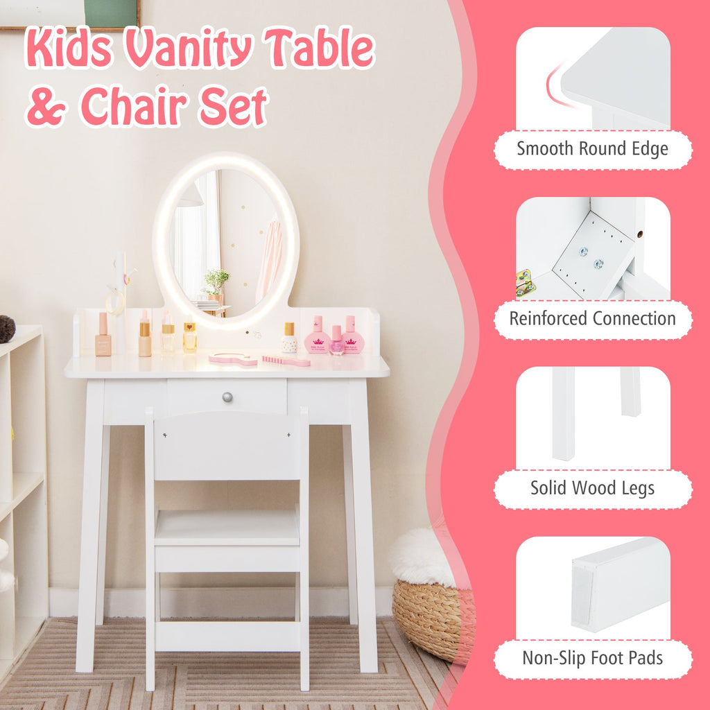 Kids Vanity Set with Lighted Mirror