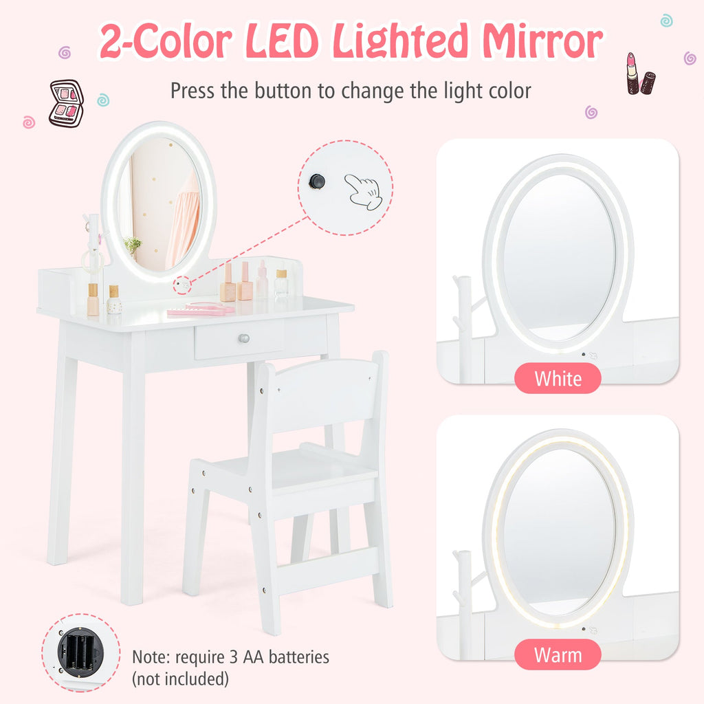 Kids Vanity Set with Lighted Mirror
