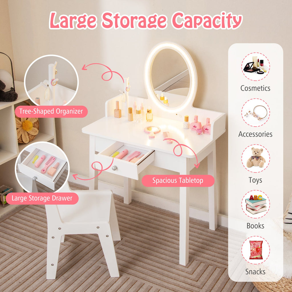 Kids Vanity Set with Lighted Mirror
