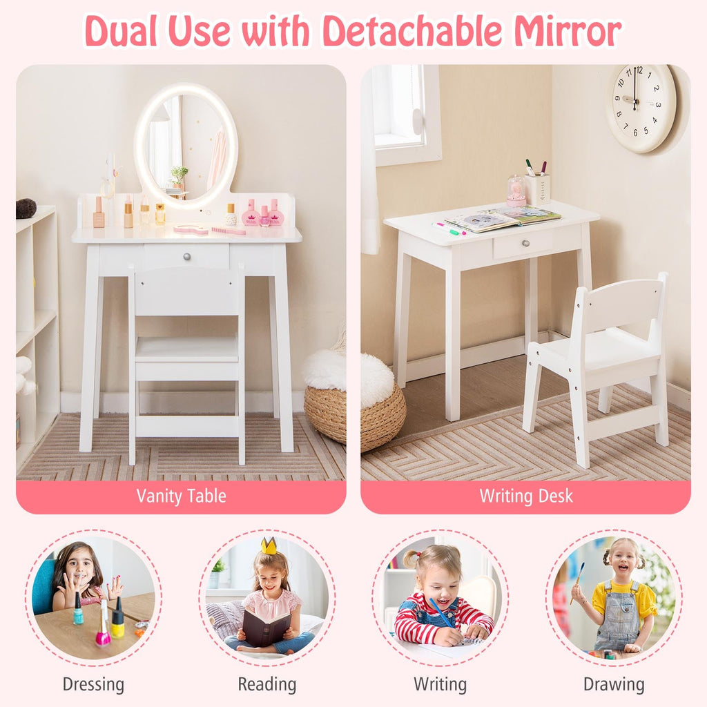 Kids Vanity Set with Lighted Mirror
