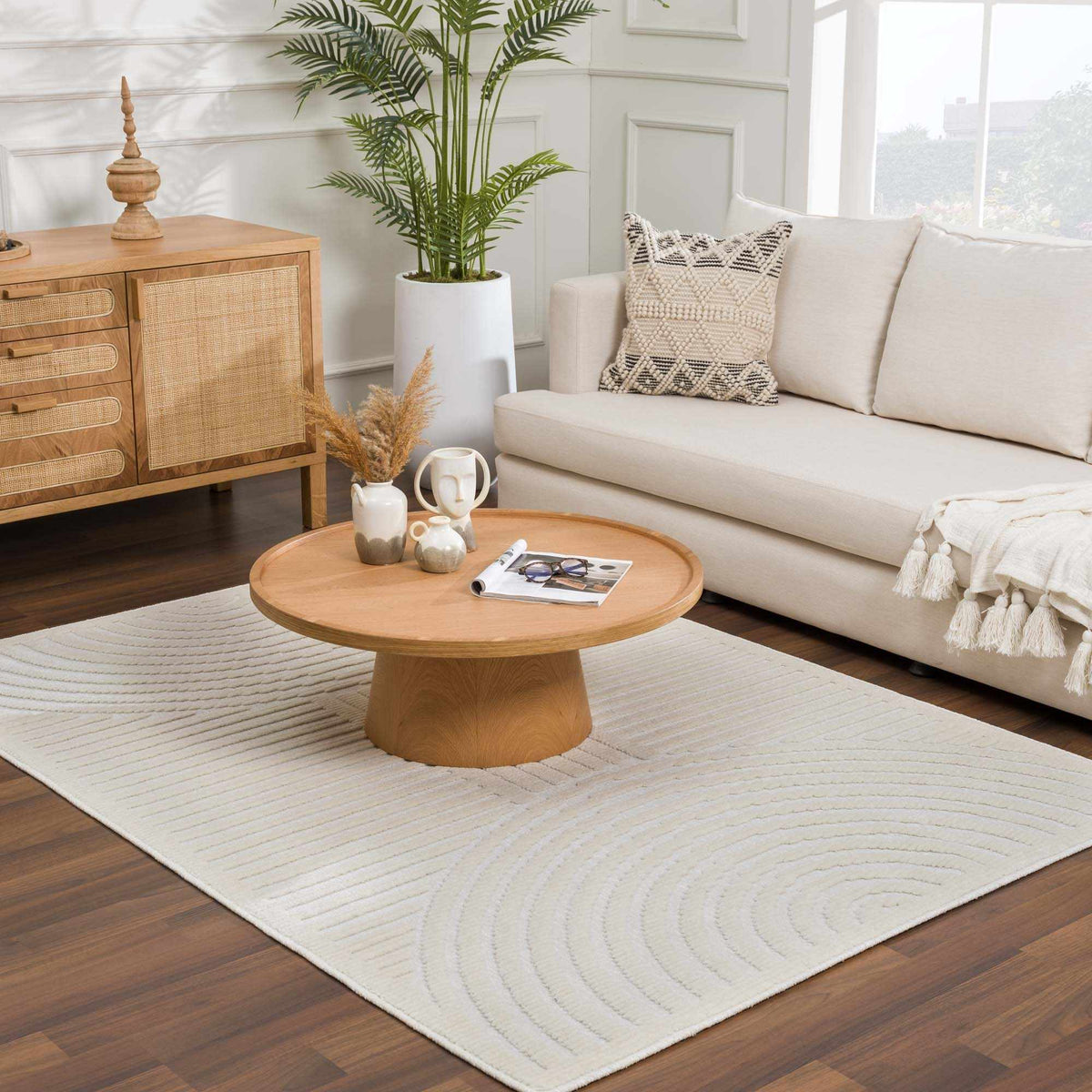 Deron White Washable 3D Rug