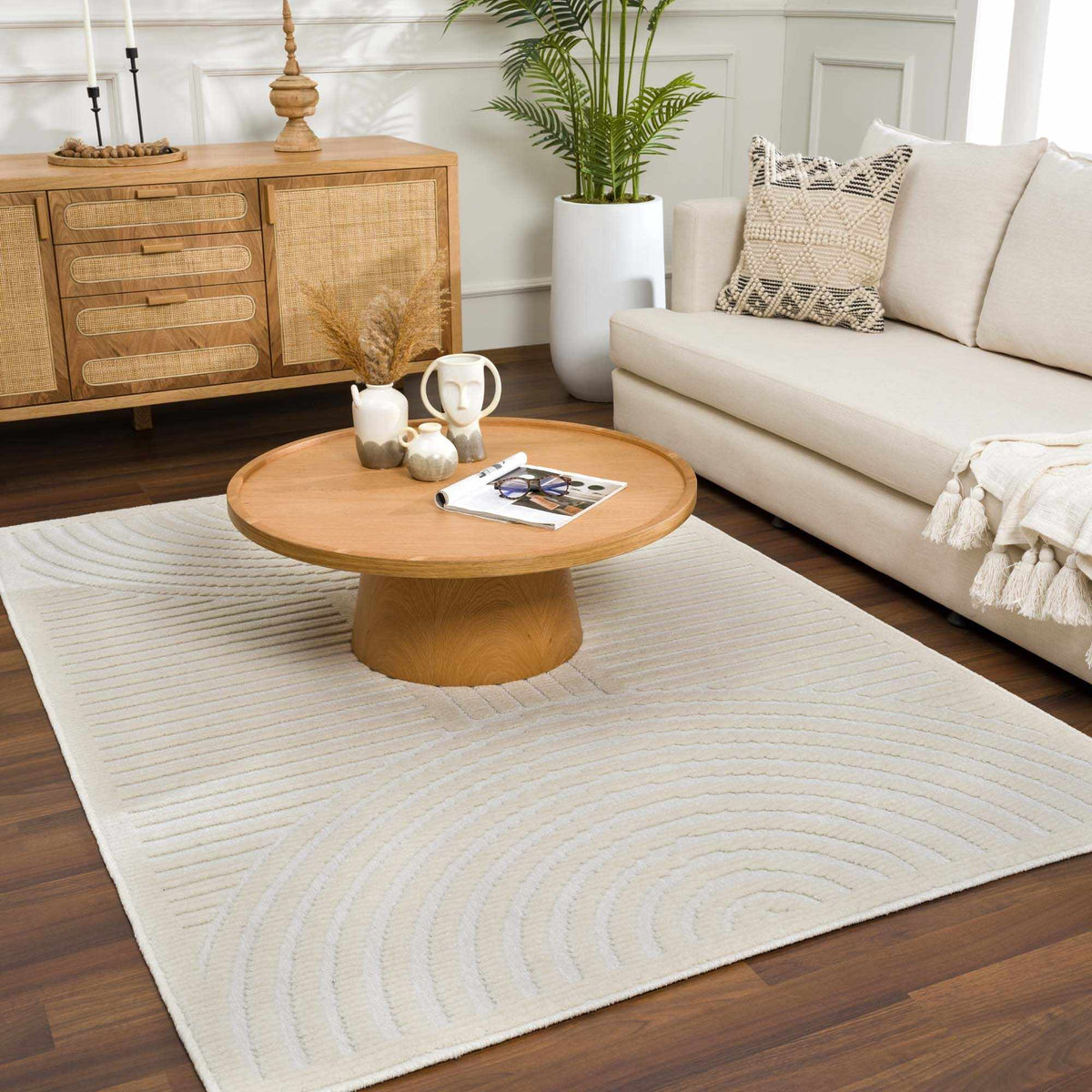 Deron White Washable 3D Rug