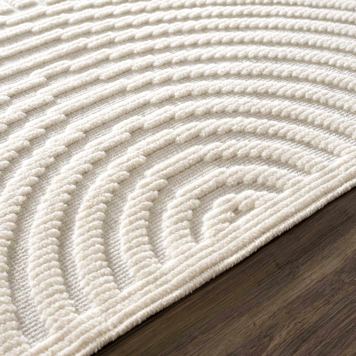 Deron White Washable 3D Rug