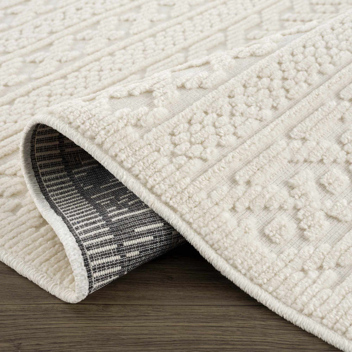 Fadey White 3D Washable Rug