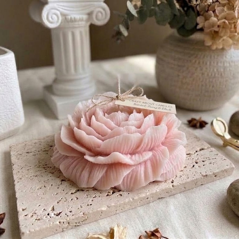 Large Peony Soy Wax Candle