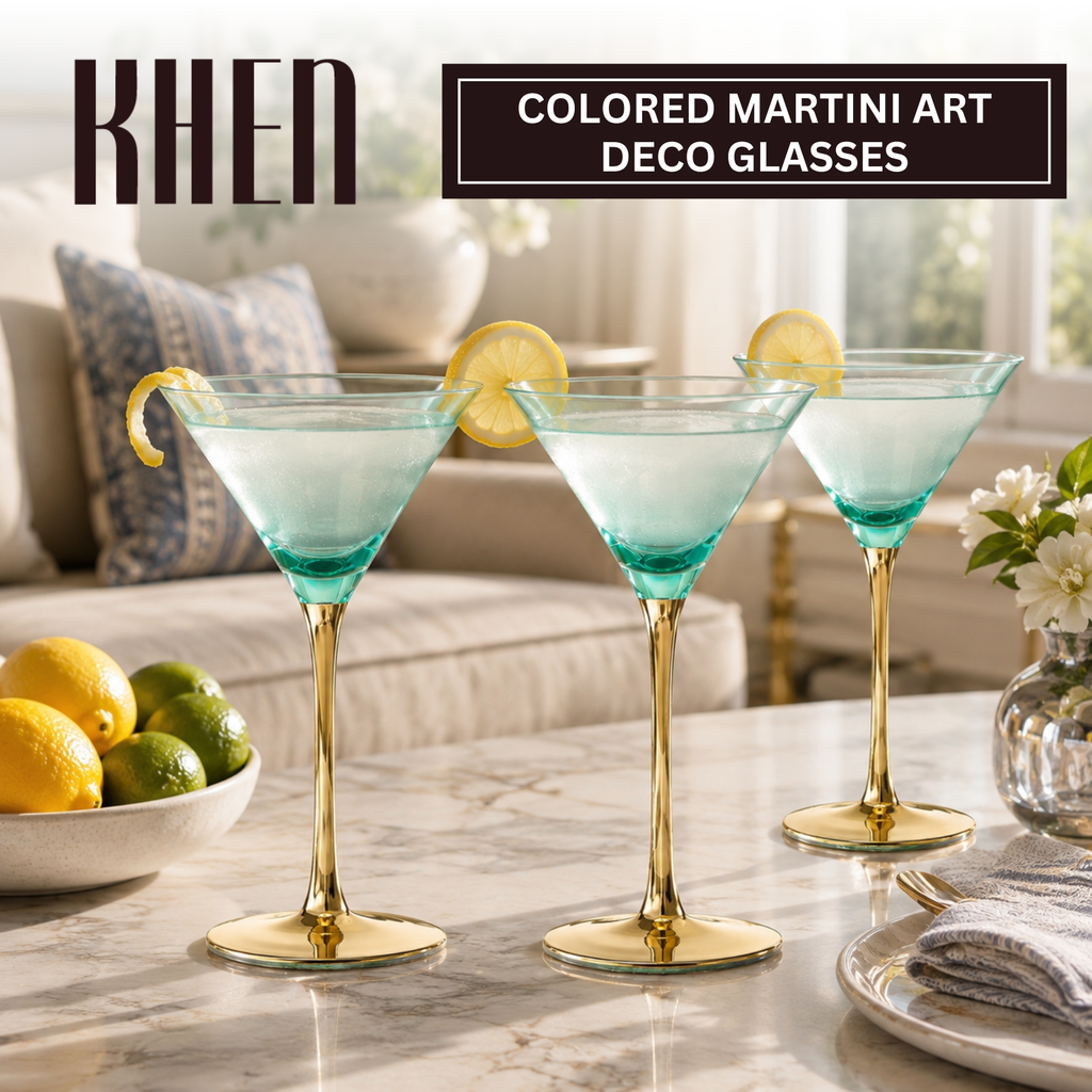 Deco Martini Cocktail Glassware, Set of 4