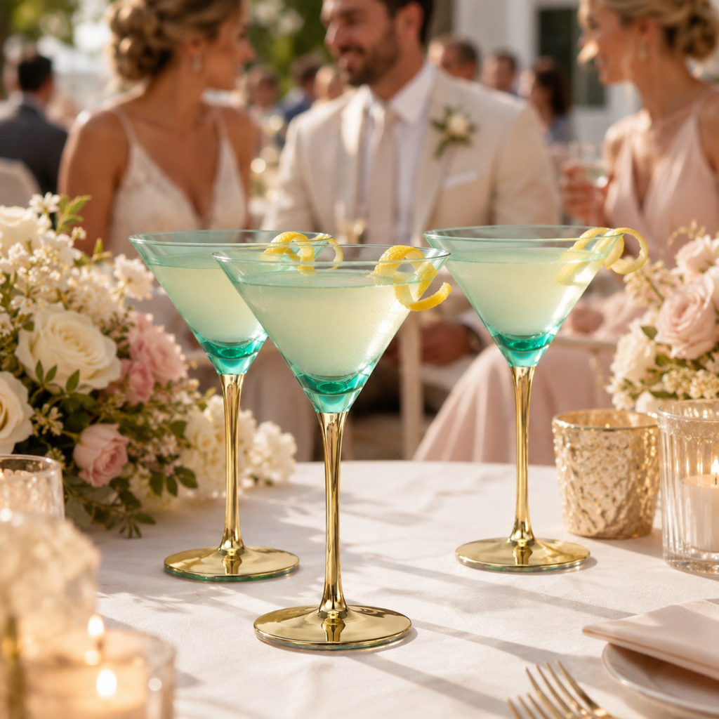 Deco Martini Cocktail Glassware, Set of 4