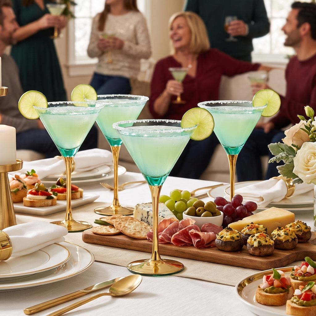 Deco Martini Cocktail Glassware, Set of 4