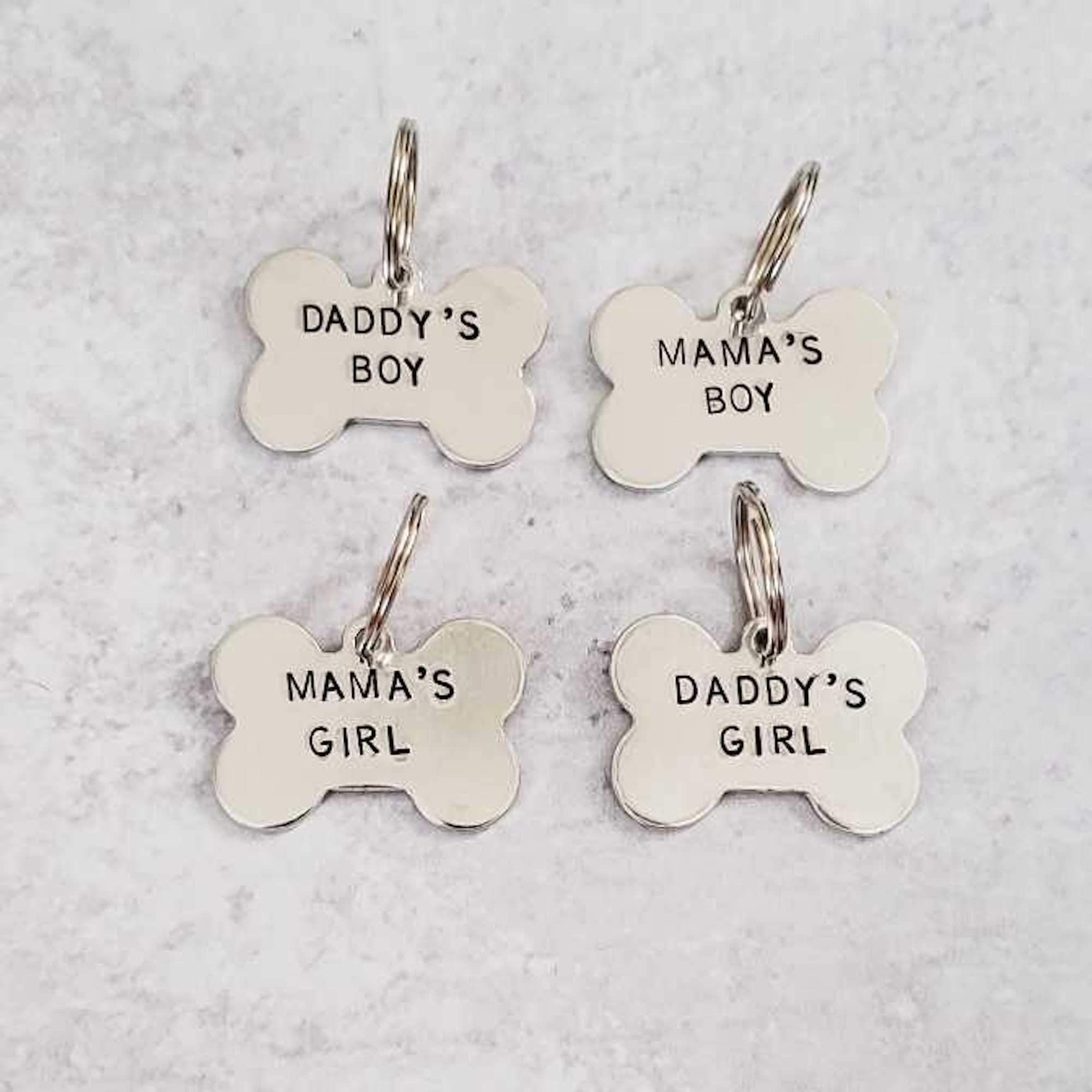 MAMA'S BOY / DADDY'S GIRL Bone-Shaped Pet Tag