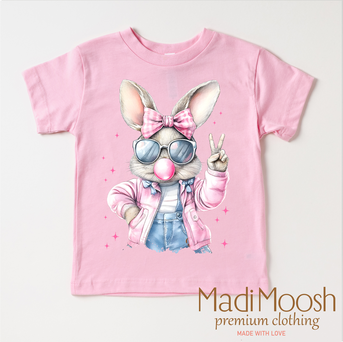 Eater Bunny Blowing Bubbles Shirt - Kids Retro Easter Bunny Tee