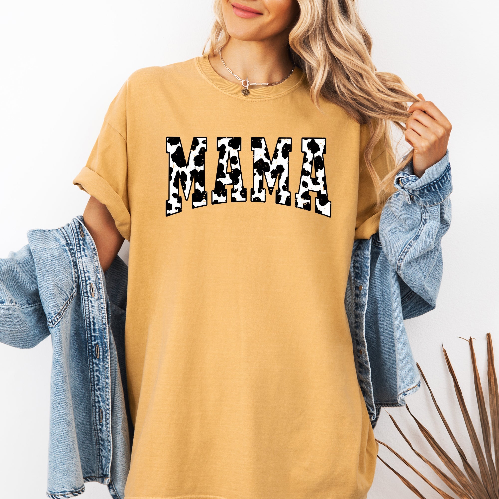 Mama Retro Cow Print Varsity Vintage-Inspired Mother's Day Edition For Moms Comfort Colors Tee