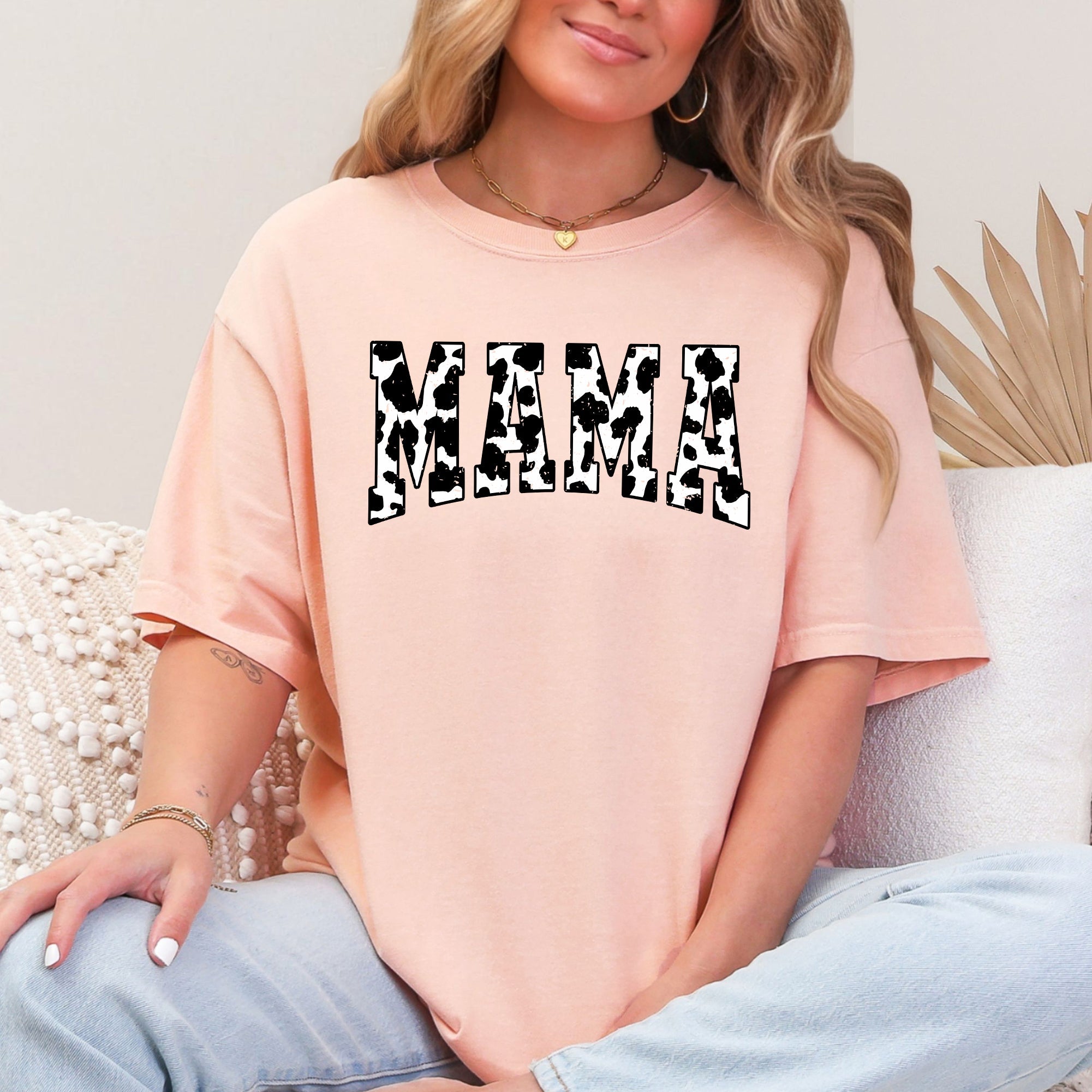 Mama Retro Cow Print Varsity Vintage-Inspired Mother's Day Edition For Moms Comfort Colors Tee