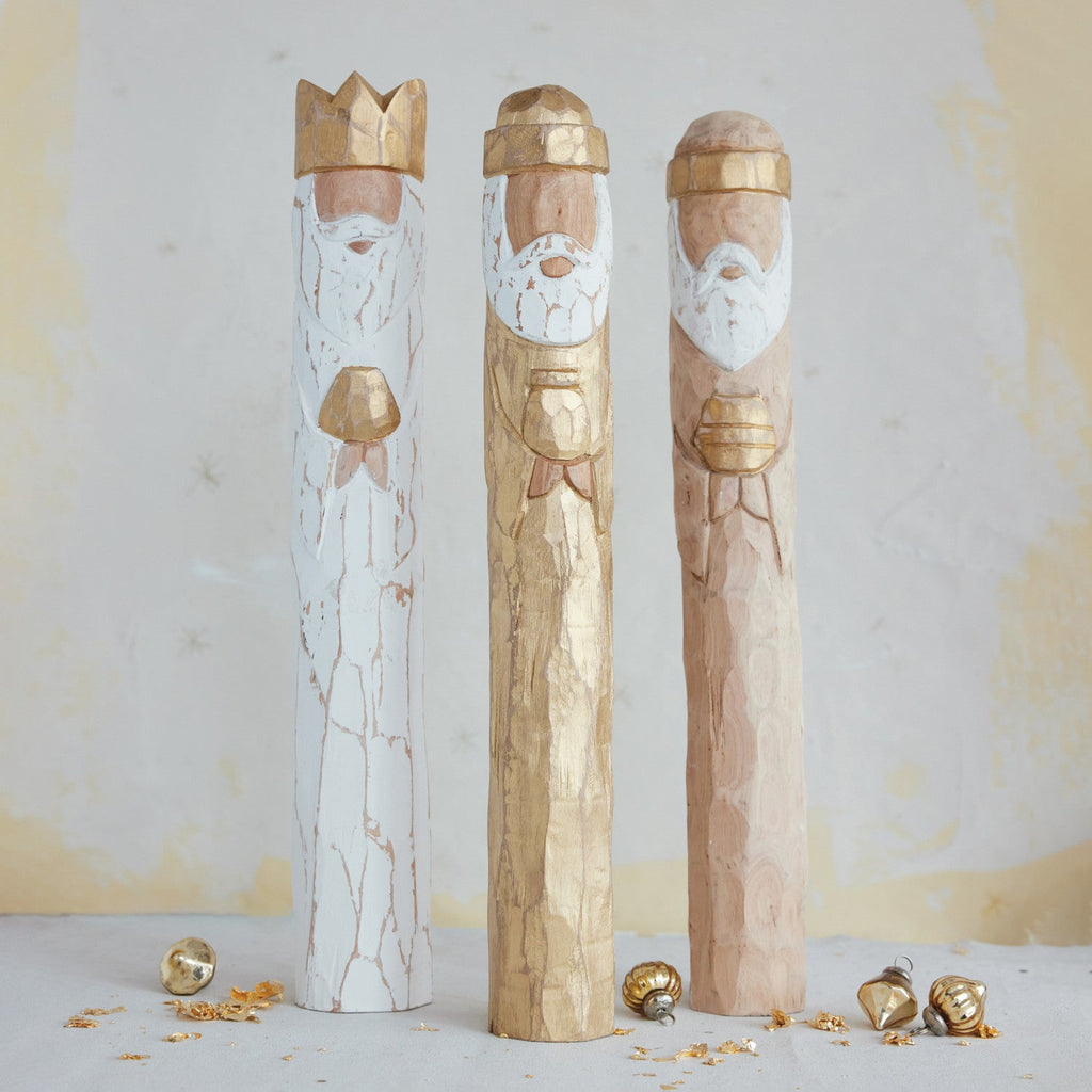 Hand-Carved Mango Wood Wisemen – Set of 3