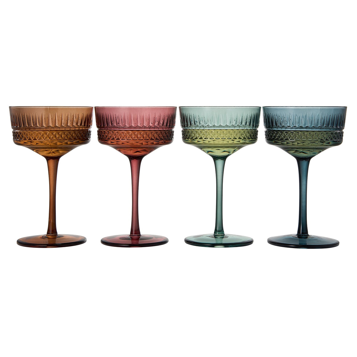 Tonal Crystal Champagne Coupe, Cocktail Glassware, Set of 4