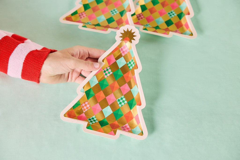 Gold Christmas Tree Dessert Plates (10 count)