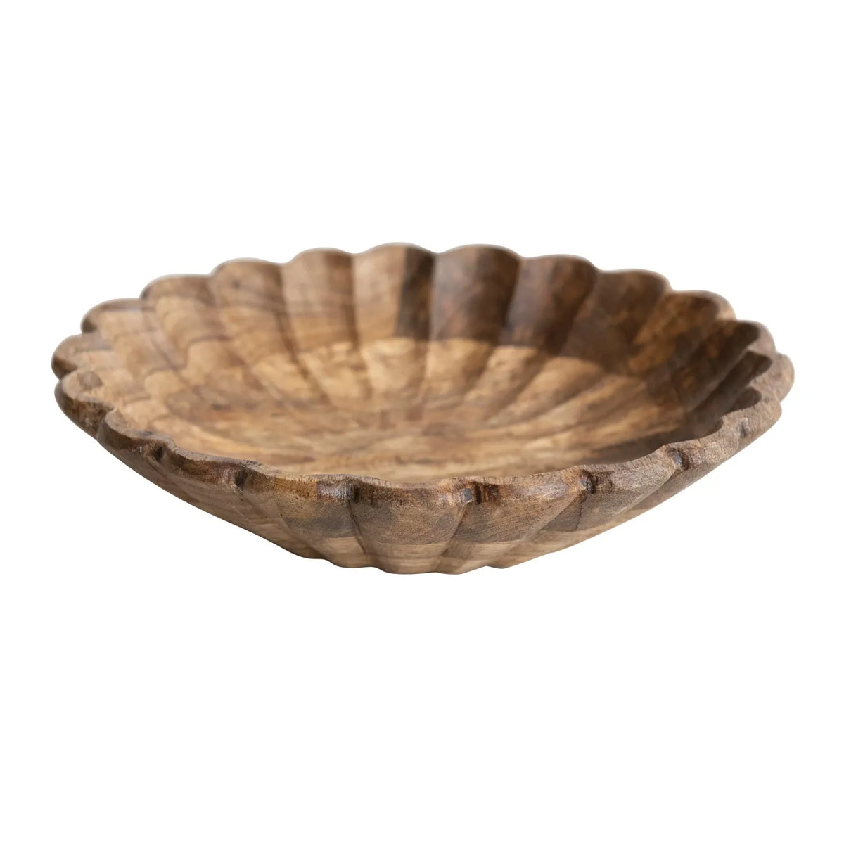 Natural Mango Wood Scalloped Bowl 8" - Handmade