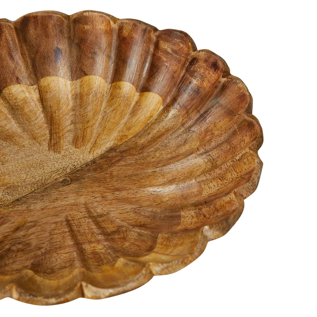 Natural Mango Wood Scalloped Bowl 8" - Handmade